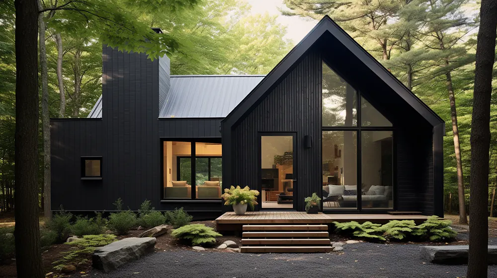 A house with black siding