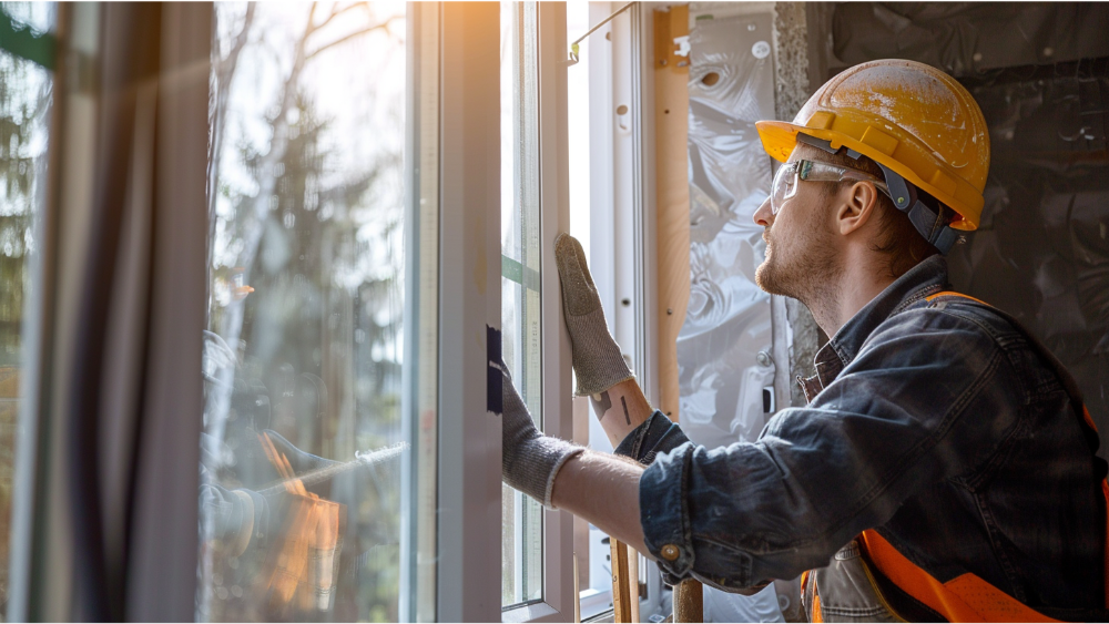 A man installing french window