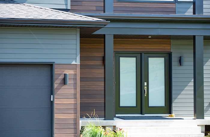 Wood siding on modern house