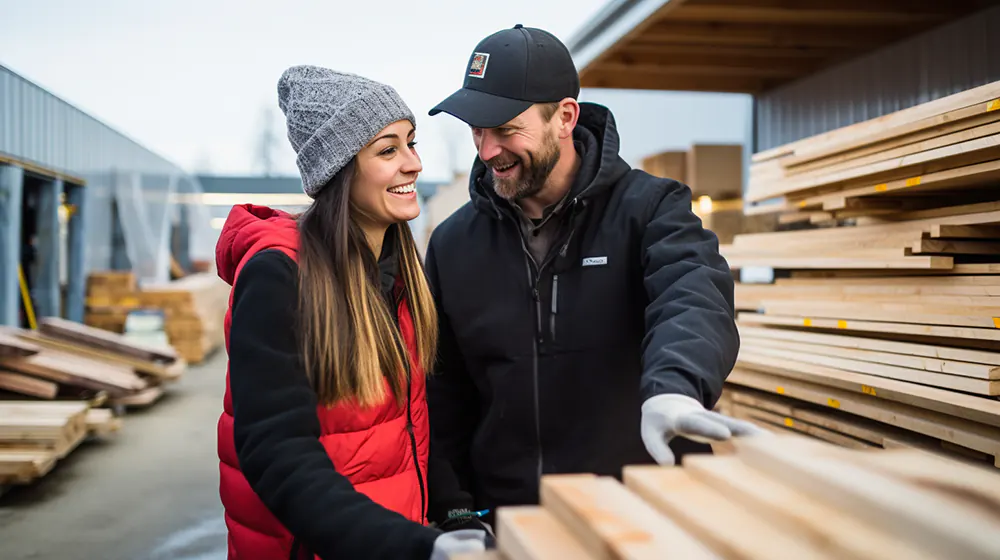 A man and wife buying siding