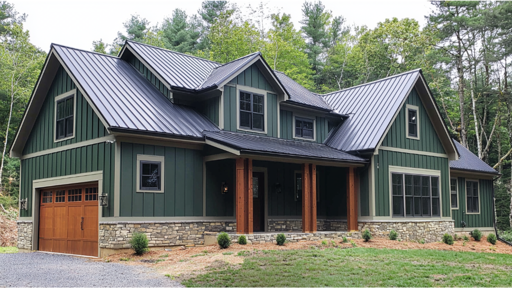 A house with reverse board and batten siding