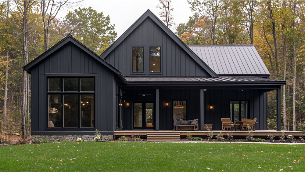 A house with reverse board and batten siding