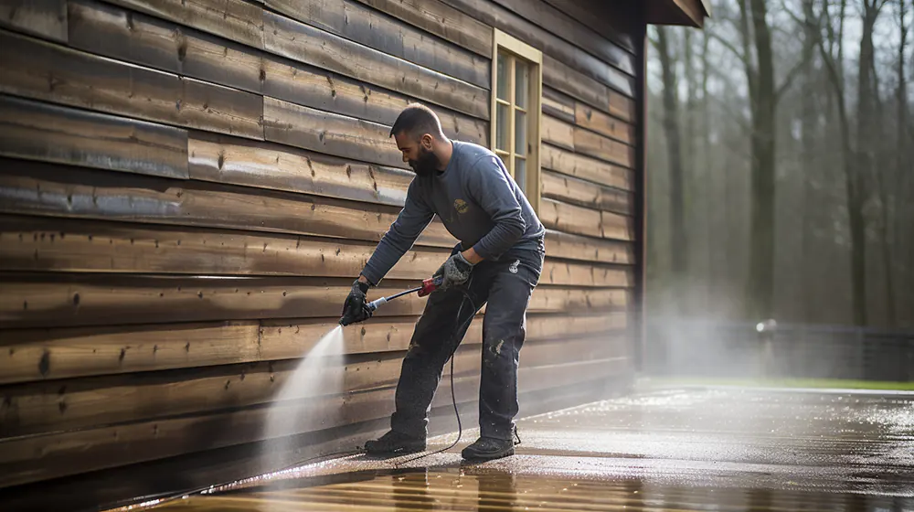 Man maintaining his shiplap siding