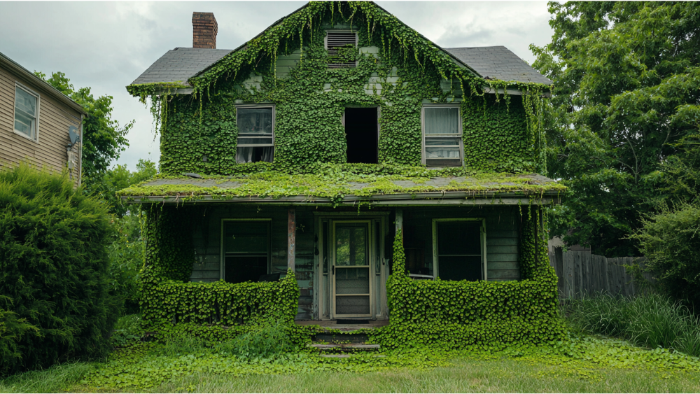 A house with algae growing on it