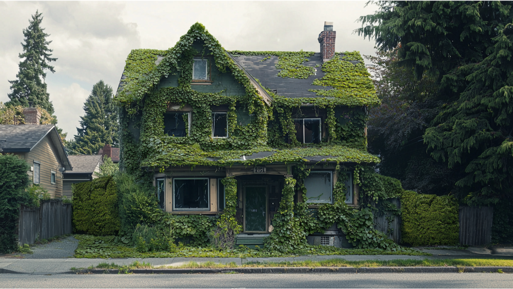 A house with algae growing on it