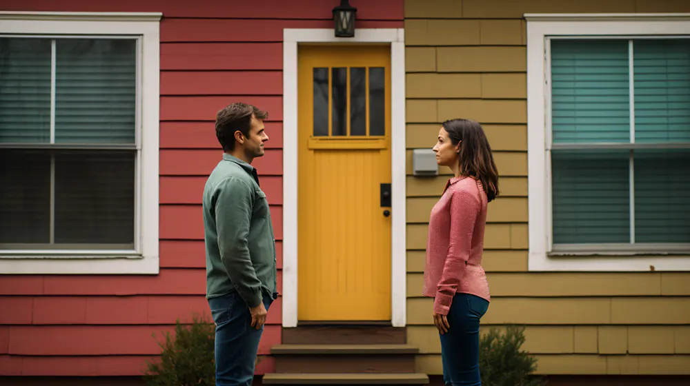 A couple picking a siding color