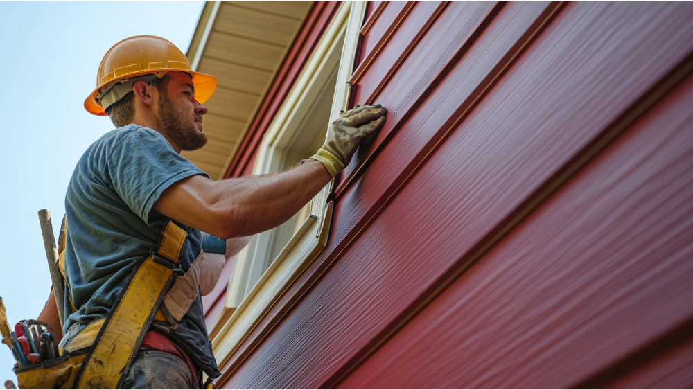 A siding contractor working