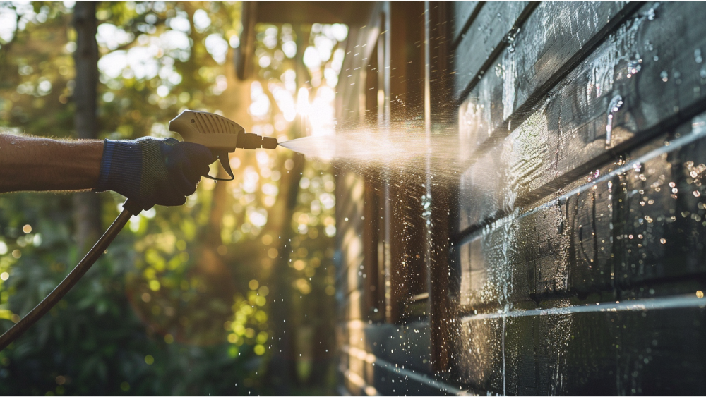 A person maintaining their fiber cement siding