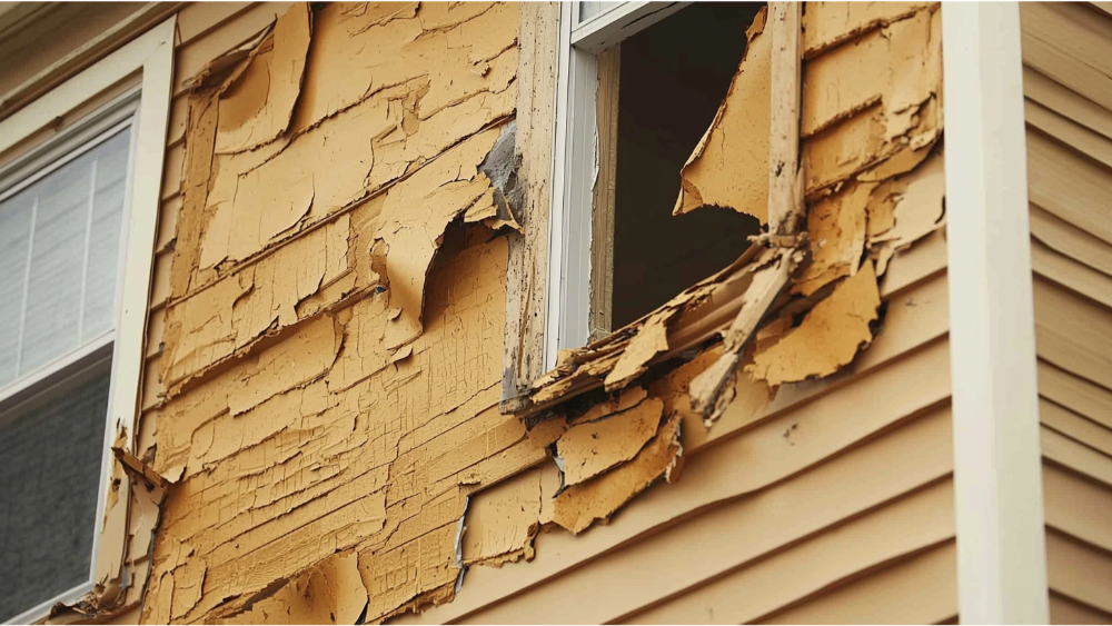 A house with siding damage