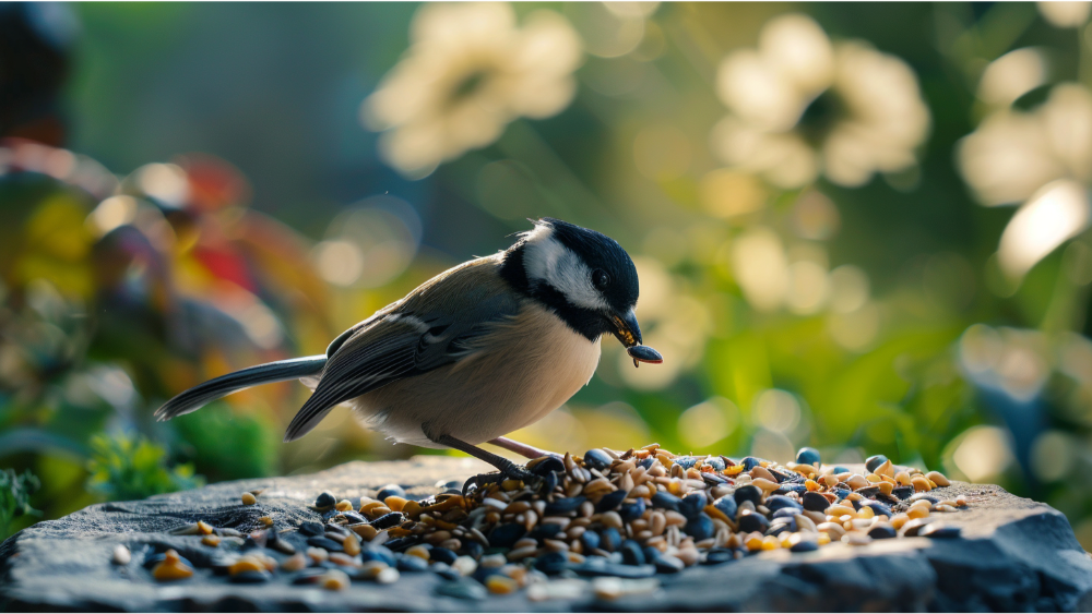 Birds eating seeds