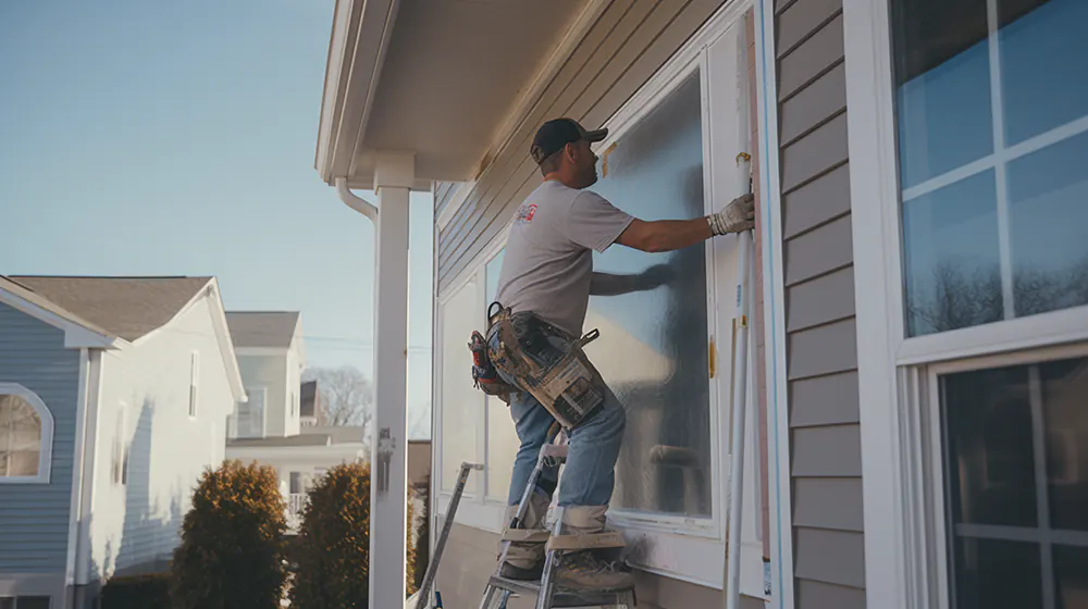 A man installing windows