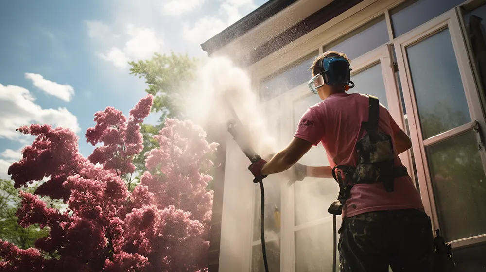 Someone washing windows