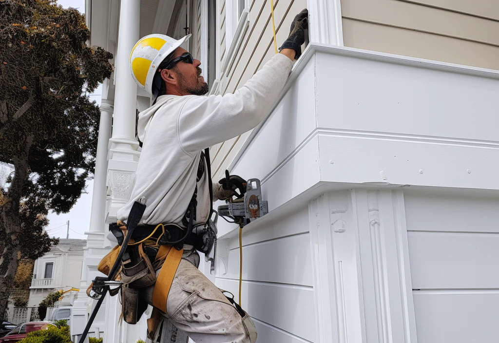 Siding 1 Siding contractor working on siding